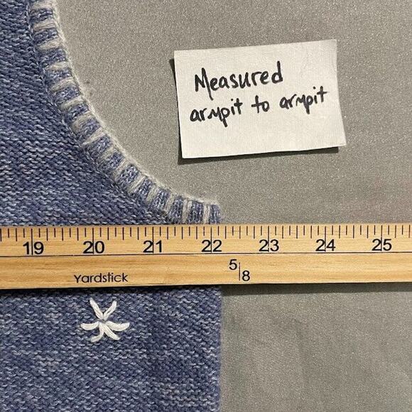 NorthCrest Vest Size XL Blue Rabbit Hair Embroidered Sweater Christmas Winter - Picture 6 of 7